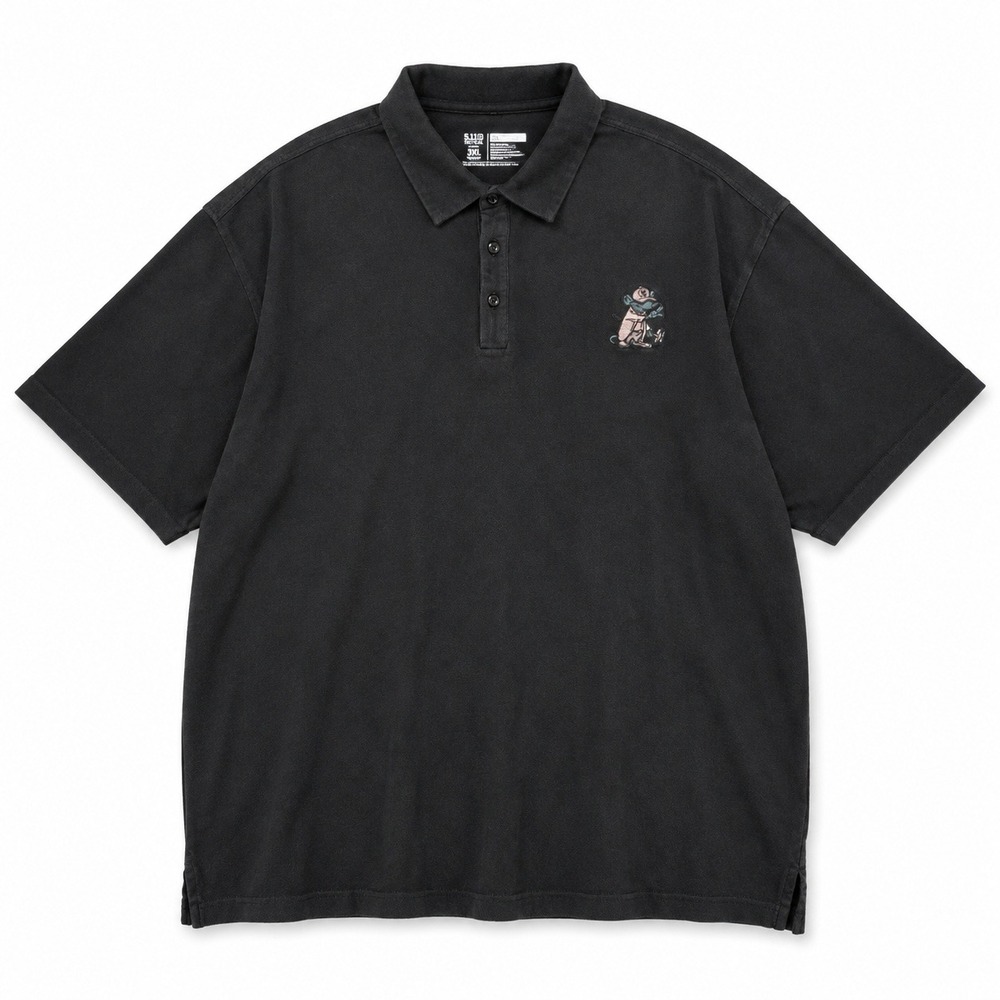 L.A.B. GOLF Lab Rat Polo Shirt Mens XL Black 100% Cotton Embroidered Preppy